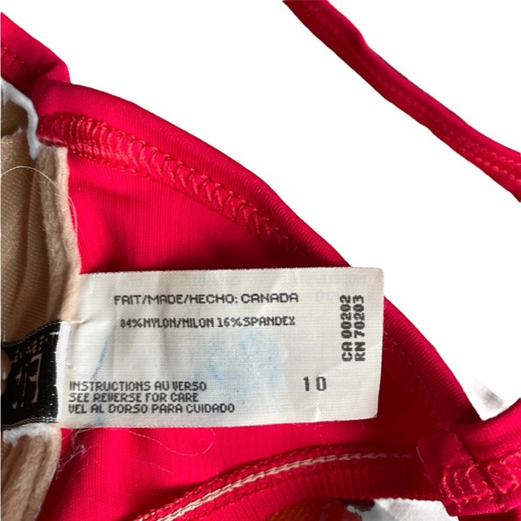Fit System vintage underwire bikini top ribbed fire engine red BoxA size 10 - Picture 8 of 9